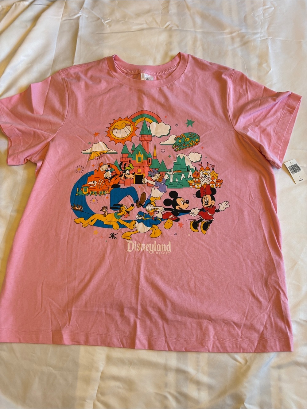 Disney Pink Disneyland Graphic Tee with Mickey & Friends